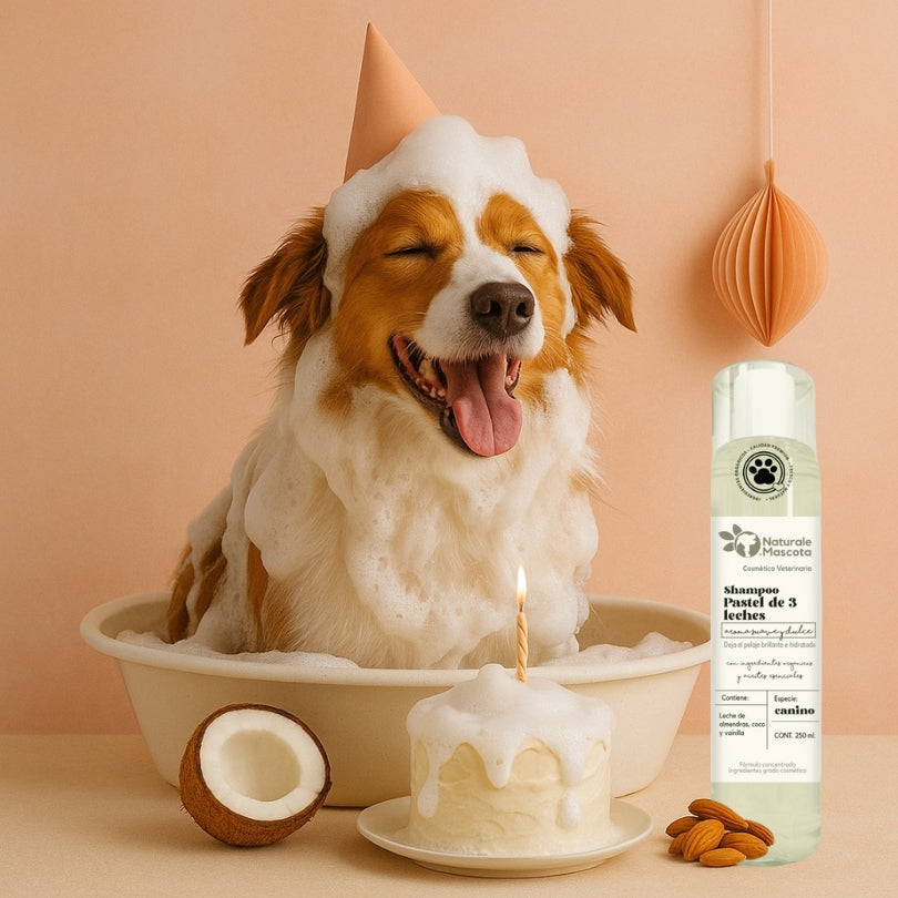 Shampoo Pastel de 3 leches (leche de coco, almendra, vainilla)